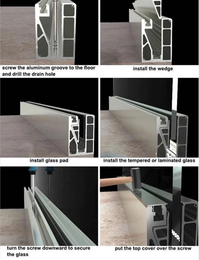 U channel glass railing fix way