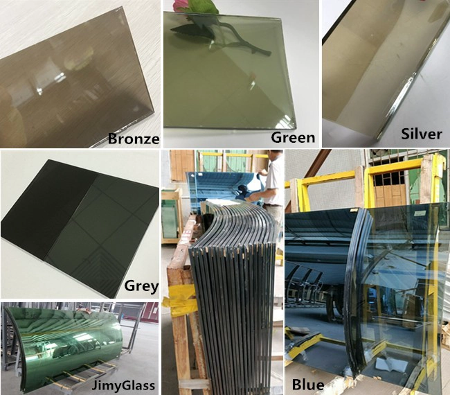 Colored reflective laminated curved glass