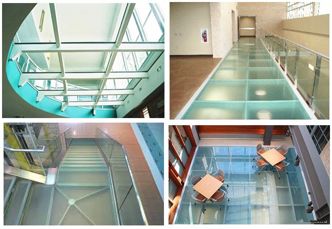 Frosted glass floor