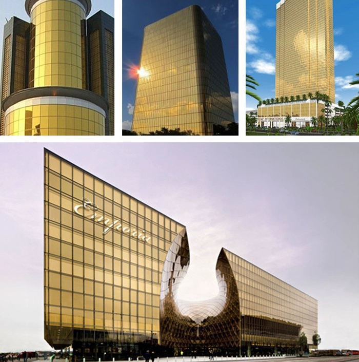 low U value golden bronze color reflective insulated glass
