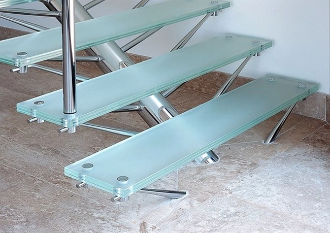 sandblasted non-slippery safety glass stair treads