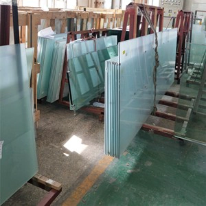 High performance and CE standard acid etched frosted satin colored pvb tempered laminated glass for decorative effects