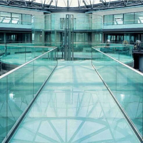 High quality tempered laminated glass floors,10+10+10mm slip resistance glass floor china