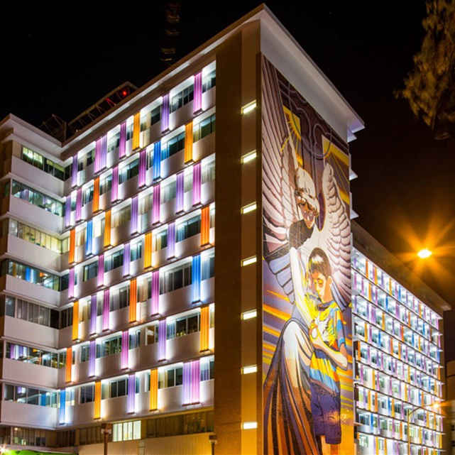 Outdoor Lightweight multi colored U-shaped glass curtain wall, colorful U profile glass façade, color U channel outside glass wall