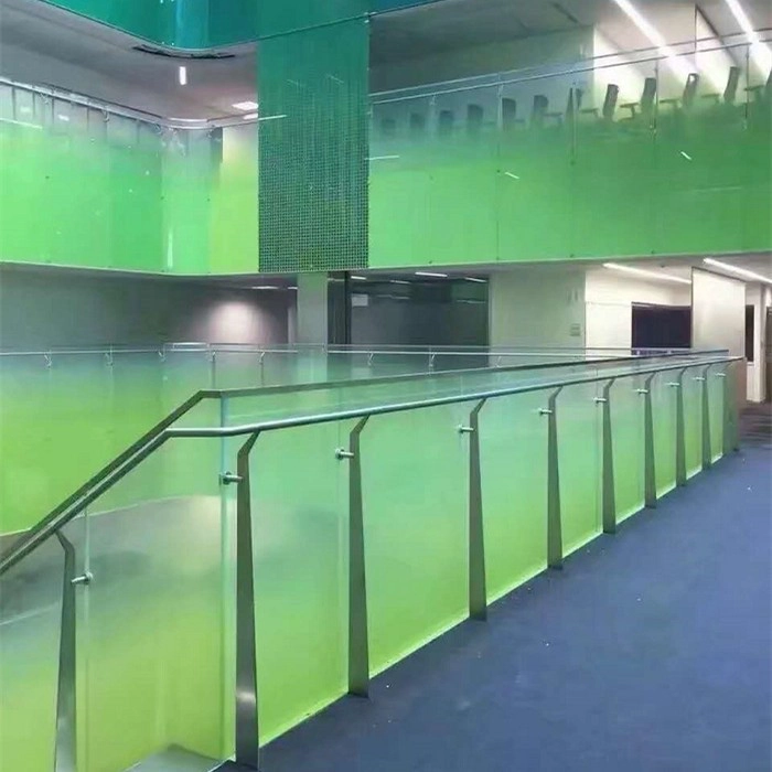 Wholesale price China glass manufacturer supply high quality colored PVB gradient color tempered laminated glass railing balustrade balcony fence