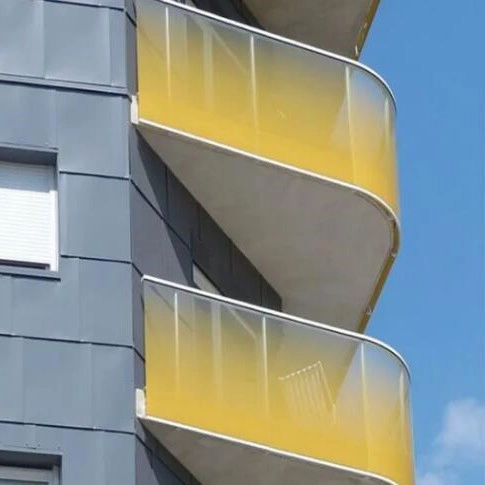 Wholesale price China glass manufacturer supply high quality colored PVB gradient color tempered laminated glass railing balustrade balcony fence
