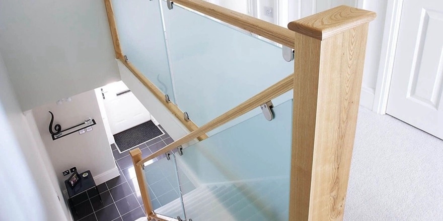 frosted glass for stair railing privacy acid etched glass