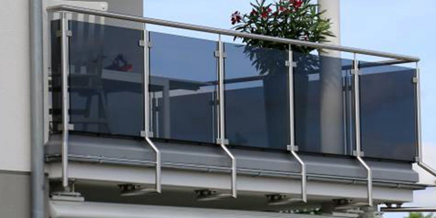 grey tinted decorated glass balustrade