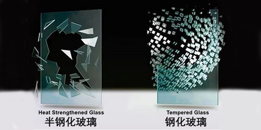 tempered glass and heat strenthened glass broken test