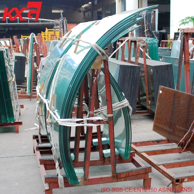 10 mm واضح منحني الدرابزين الزجاج المقسى ، 10 mm سلامة واضح منحني مصنع تشديد الزجاج