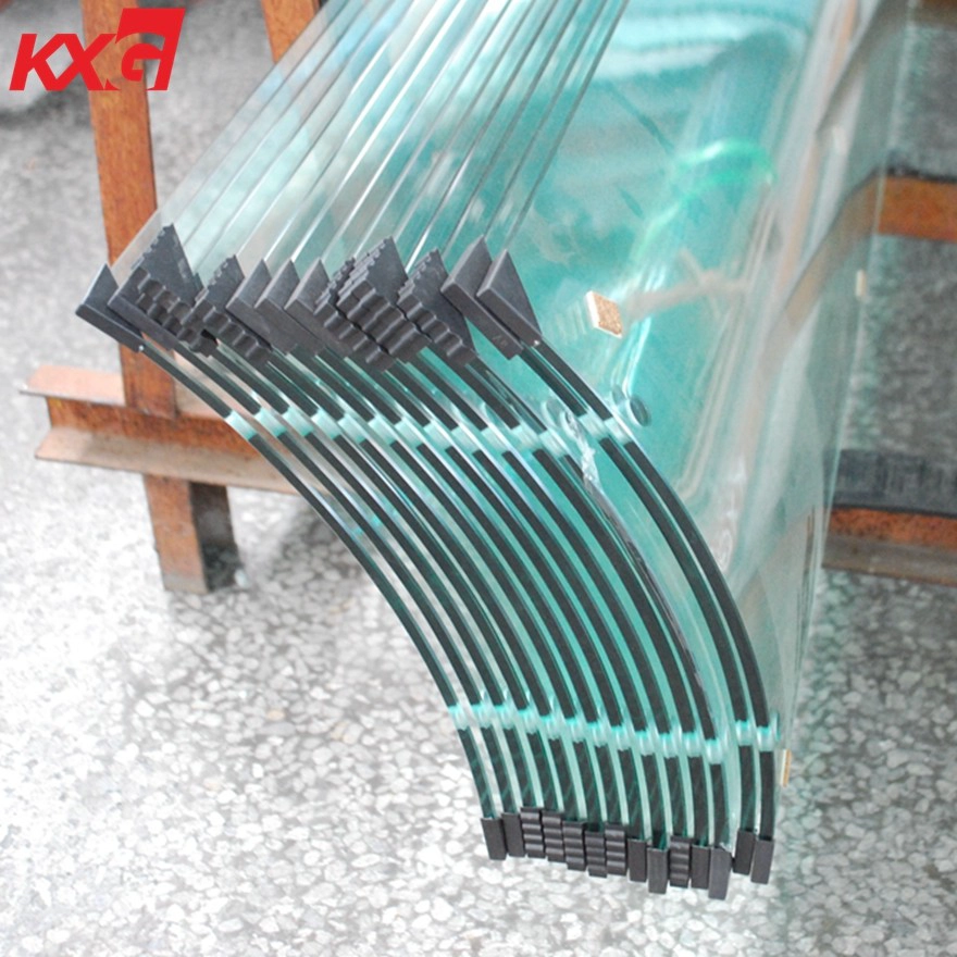 Vidrio templado curvado claro de 8 mm, vidrio templado curvado claro de seguridad de 8 mm producido por la fábrica de vidrio de construcción KXG