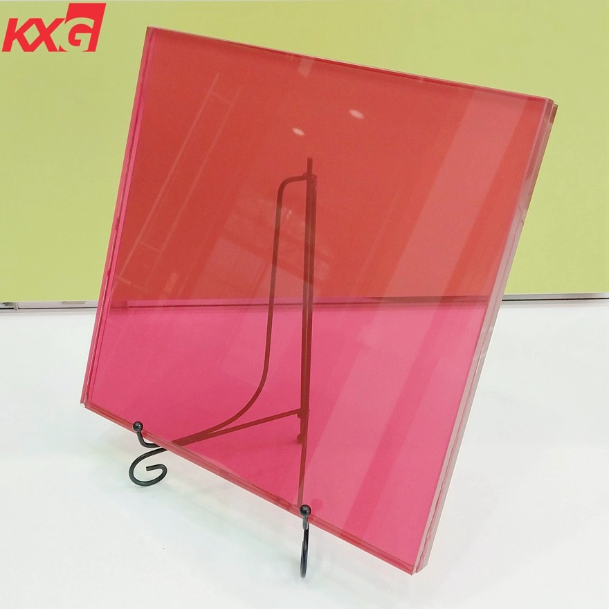China 88.4 colored tempered laminated glass factory, 17.52mm colored PVB film tempered laminated glass suppliers, 8mm+1.52mm colored PVB film+8mm clear tempered laminated glass factory