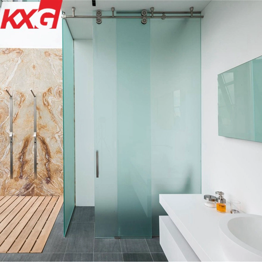 China building glass factory customized 6mm 8mm 10mm 12mm acid etched frosted tempered glass bathroom door