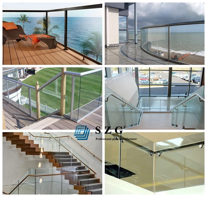 10.76mm laminated glass railing, 552 laminated glass balustrade, 5+5 toughened glass railing, sandwich glass