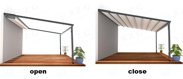 SZG waterproof pvc retractable pergola