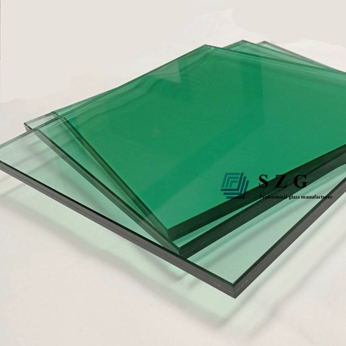  light green toughened laminated glass, F-green tempered laminated glass, 8+8mm green laminated safety glass, light green ESG VSG