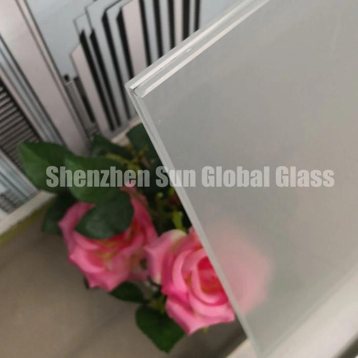 acid etched tempered glass, 2/3 inch laminated glass, SGCC certified glass factory, 17.52mm laminated glass price, 17.52mm sandwich glass, decorative glass, 8mm+8mm frosted PVB laminated glass, translucent glass