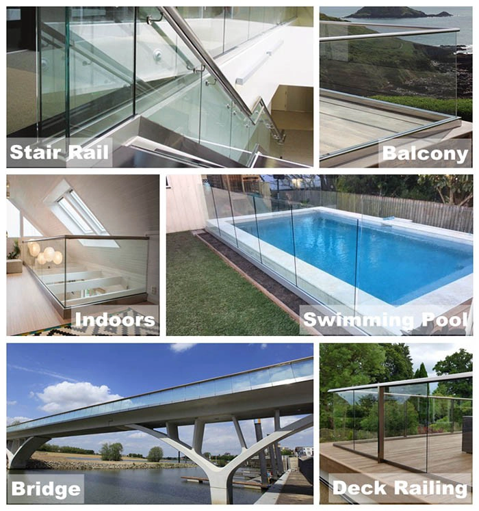 SZG 8+8mm tempered glass laminated glass u channel railing system