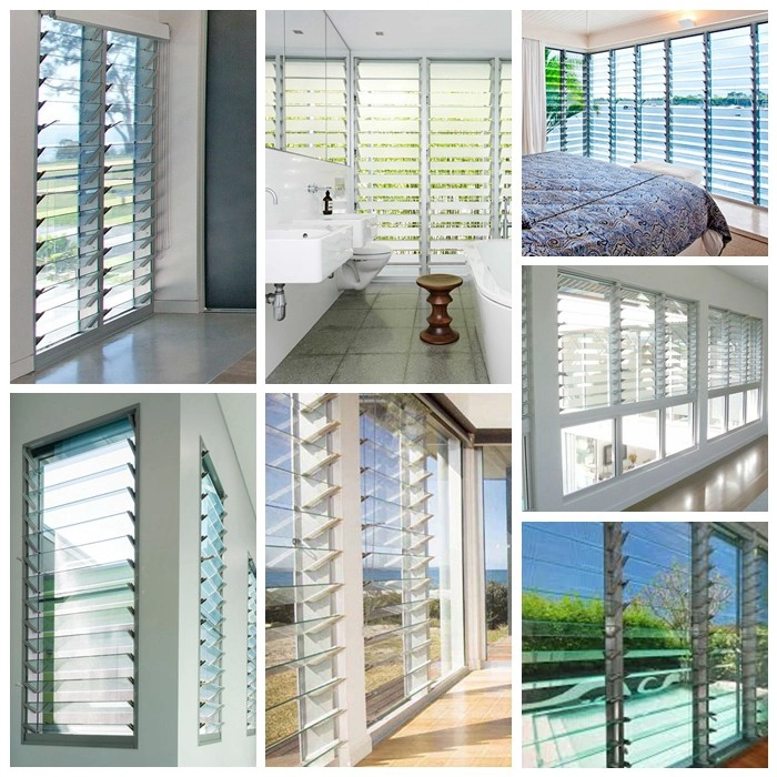 SZG Aluminium Frame and Tempered Glass Louvers Window