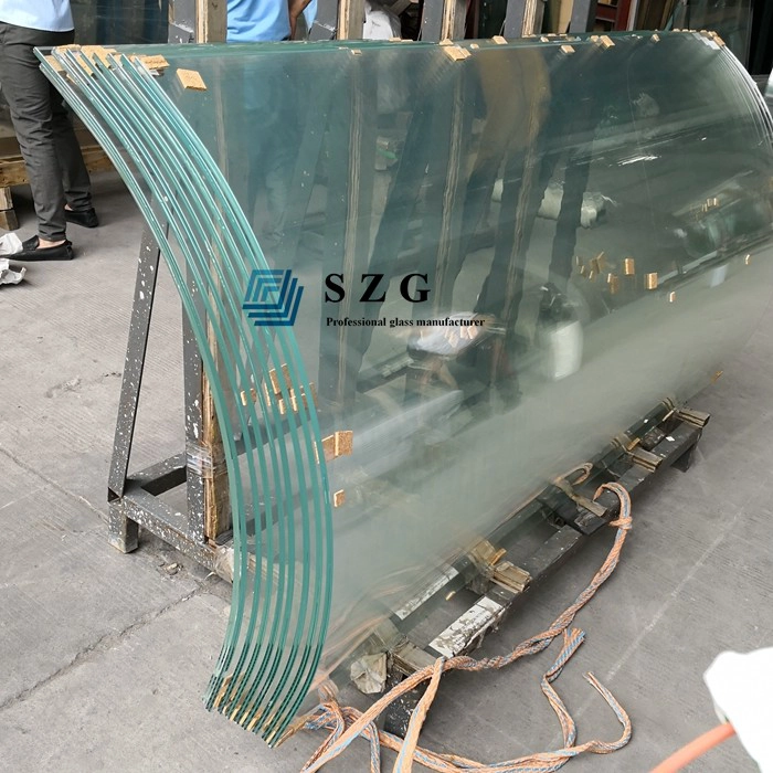 13.52mm ultra clear curved tempered laminated glass, 1/2 inch extra clear bent toughened laminated glass, 6mm+1.52PVB+6mm low iron curved laminated glass