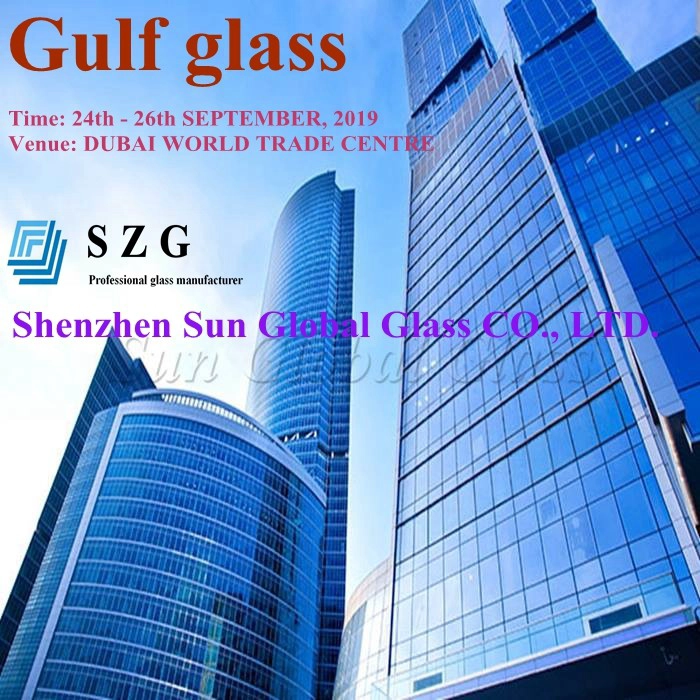 2019 Gulf Glass in Dubai, China glass supplier, tempered glass, laminated glass, insulated glass, double glazing, U profile channel glass, balustrade glass,