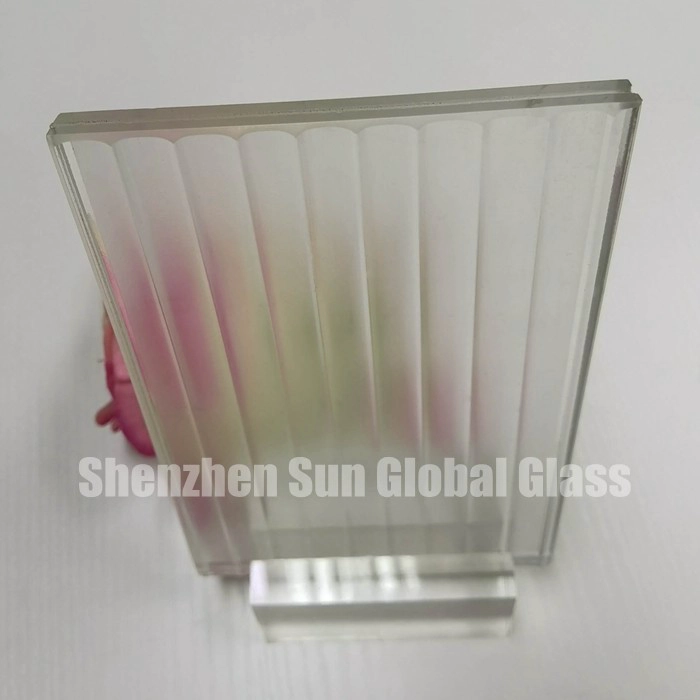 5mm+5mm thick ribbed frosted lamination Glass