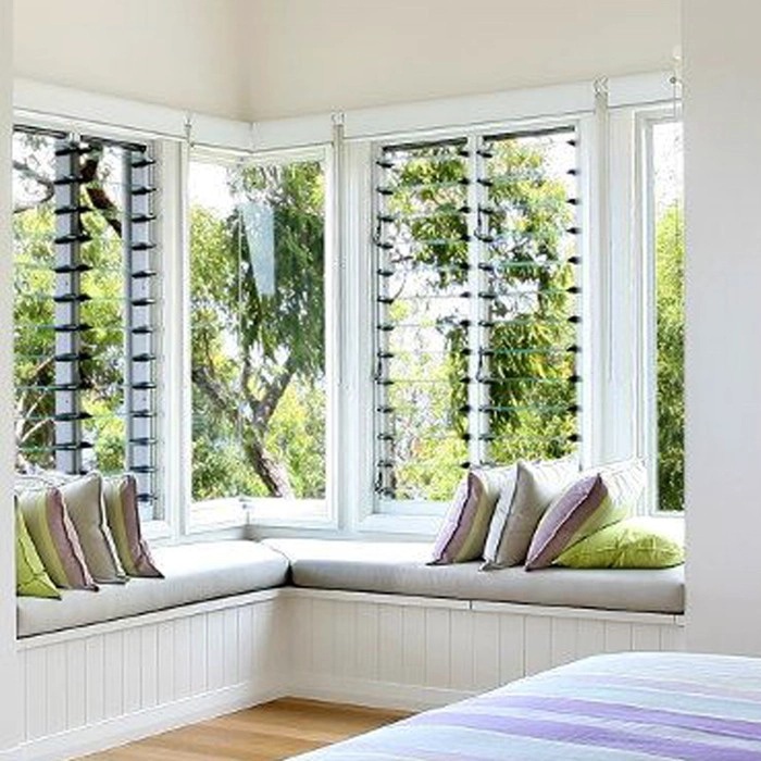 SZG Aluminium Frame and Tempered Glass Louvers Window
