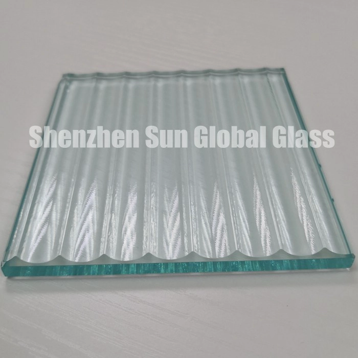 8mm clear toughened fluted glass, 8mm clear tempered ribbed glass, 1/3 inch reeded textured ESG decorative glass