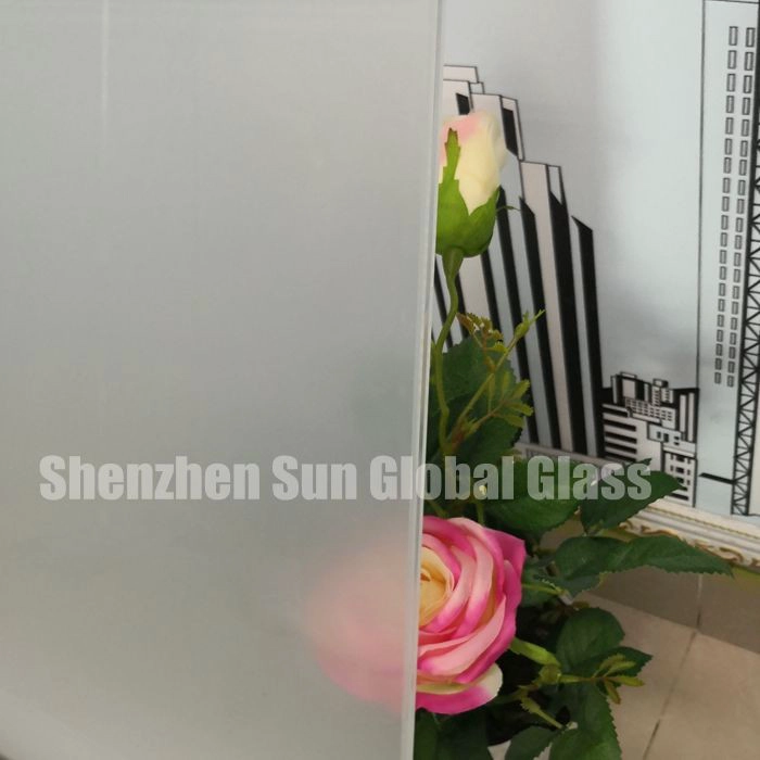 PVB laminated glass, acid etched glass, toughened laminated glass, translucent laminated glass, 88.4 colour ESG VSG, China glass factory,  clear frosted glass, CE certified laminated glass, low iron acid etched glass