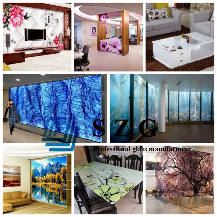 13.52mm toughened laminated glass, 13.52mm toughened glass, 6mm+6mm frit printing glass, 13.52mm printing sandwich glass, printing glass, silk screen printing laminated glass, hotel decorative glass