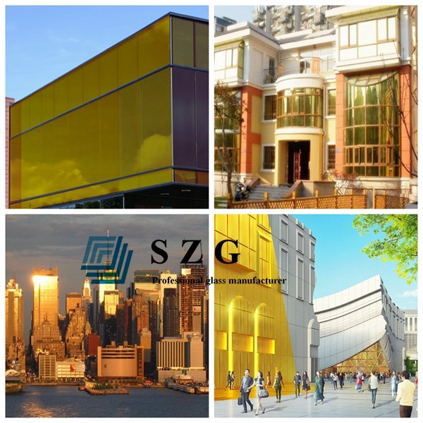 golden reflective glass facade