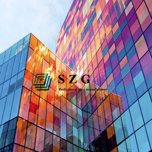 pink reflective glass facade