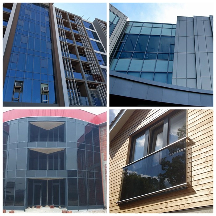 brown double glazed unit, curtail wall glass