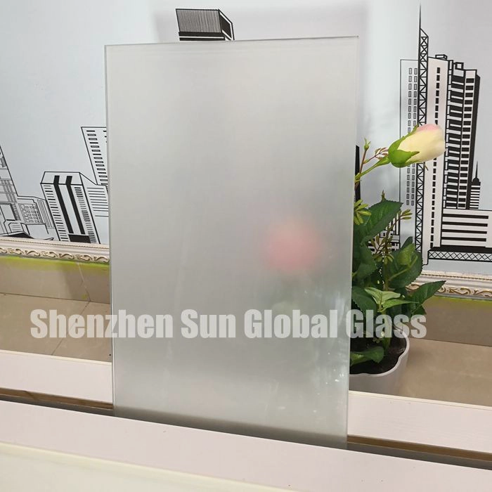 17.52mm frosted PVB laminated glass, 2/3 inch acid etched toughened laminated glass SGCC certified glass factory, 88.4 translucent ESG VSG glass CE certified glass manufacturer