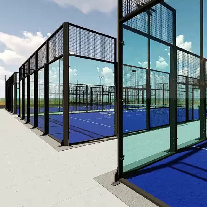 10mm 12mm gehärtetes Glas-Padel-Court, 13,52mm Verbundglas-Geburt, Edelstahl-Verbindungsteile für Padel Tennisplatz