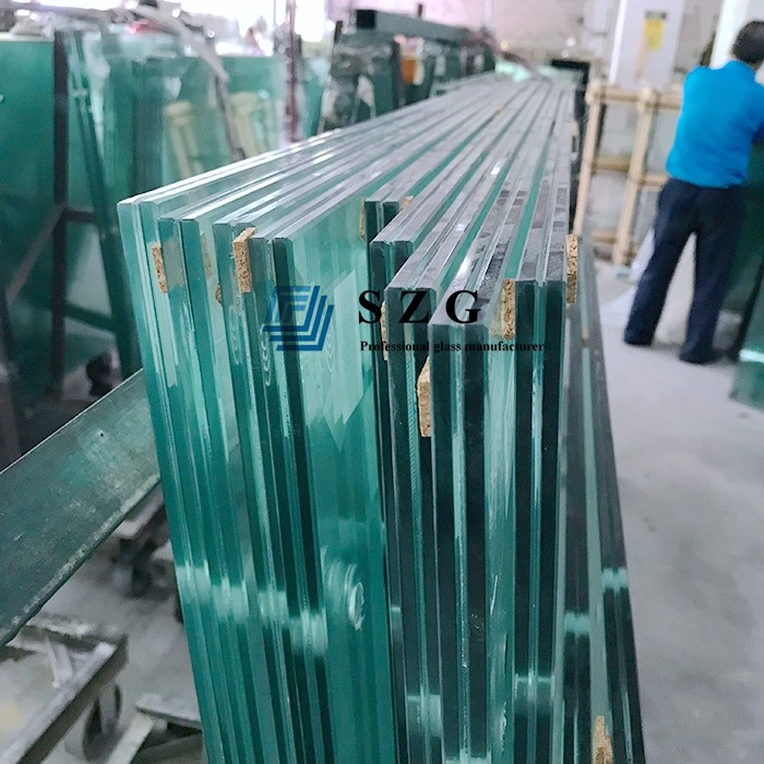 Vetro stratificato rinforzato termicamente da 11,14 mm, 5 + 1,14 + 5 vetro stratificato temprato trasparente HS, vetro laminato con pellicola pvb temperato 5,5,3