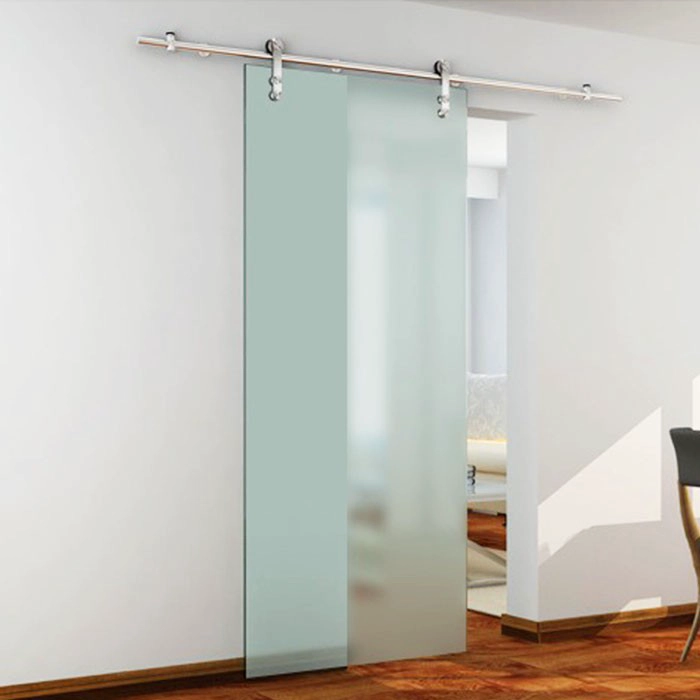 Cửa trượt kính cường lực 12 mm, cửa trượt thủy tinh nhiều lớp 6 + 6 mm, kính trượt với thép không gỉ treo bánh xe lăn