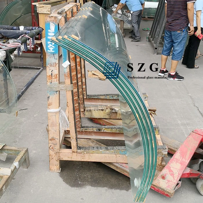 13,52 mm gebogenes laminiertes Hartglasgeländer, 664 klares PVB gebogenes Hartglas für Brüstungen, 6 + 6 mm Sicherheitslaminatglashersteller