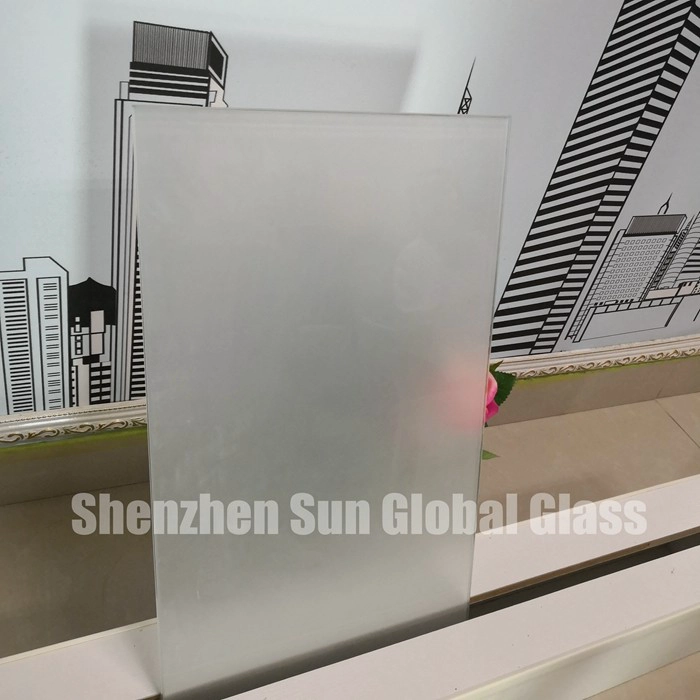 6+6mm frosted PVB laminated glass, 1/2 inch acid etched toughened laminated glass, 66.4 translucent ESG VSG glass CE certified glass factory