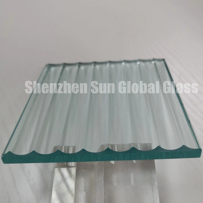 8mm clear toughened fluted glass, 8mm clear tempered ribbed glass, 1/3 inch reeded textured ESG decorative glass