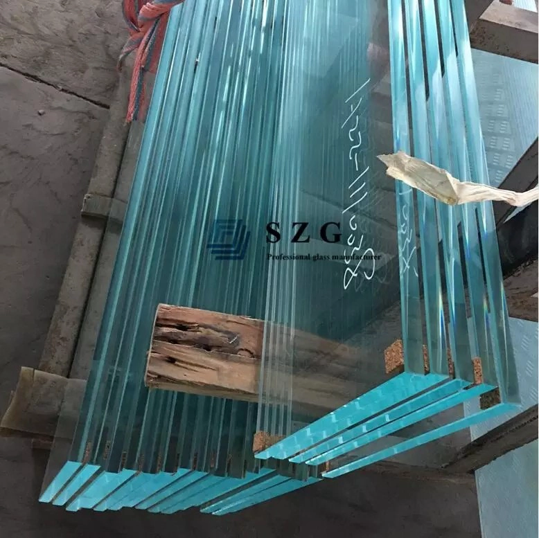 Vidrio laminado templado de 4 capas de tamaño Jumbo, vidrio laminado endurecido con bajo contenido de hierro de 10 + 10 + 10 + 10 mm, vidrio laminado templado de 40 mm de espesor