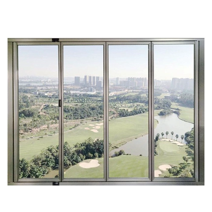 Ventana deslizante de vidrio con marco de aluminio, ventana de vidrio de seguridad plegable horizontal, pliegue temepred laminado aislado vidrio ventanas puertas