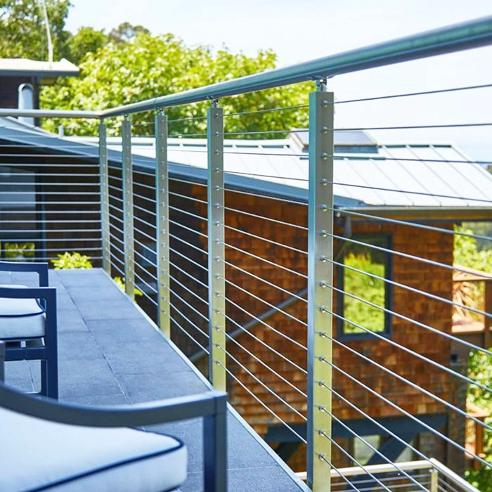 Edelstahlseil Geländersysteme, SS 304 316 Spanndraht Handlauf, Metall horizontales Kabelseil Balustrade