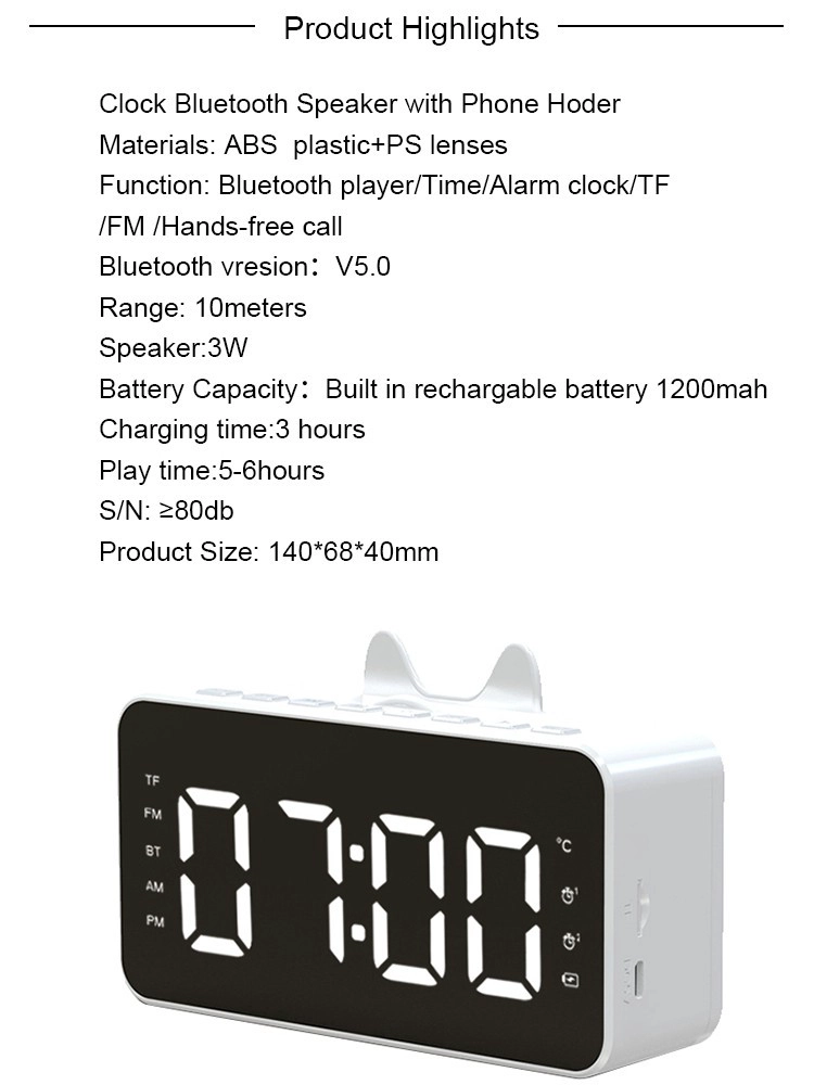 clock radio with bluetooth china