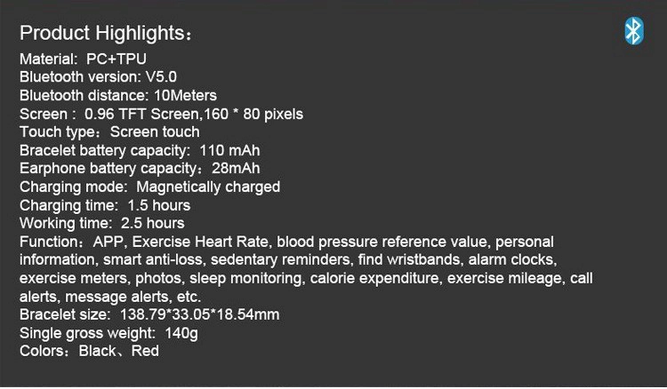 Smart Wristband With Wireless Earbuds