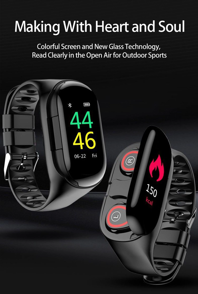 Smart Wristband With Wireless Earbuds