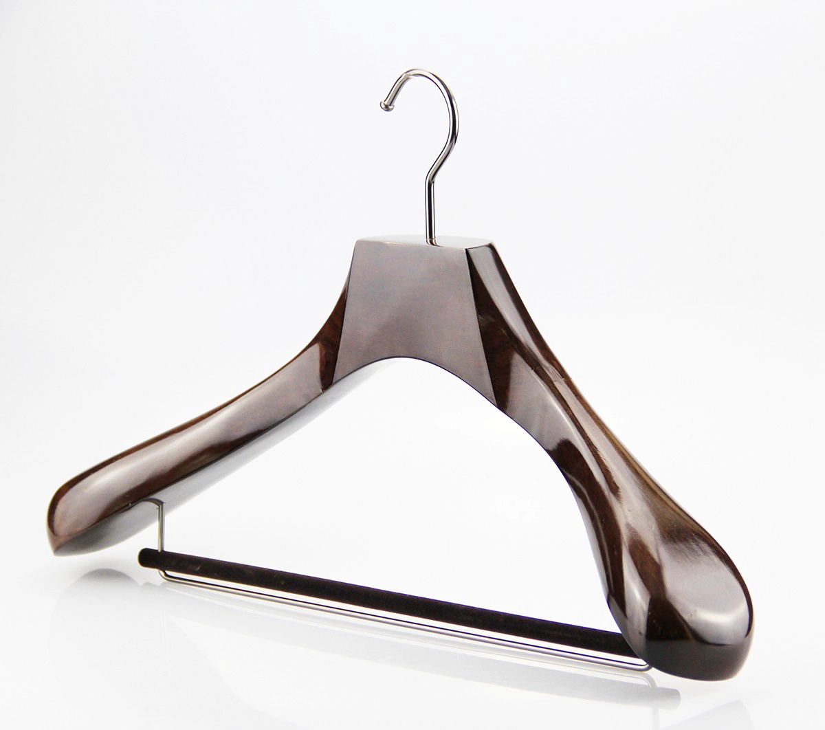 MSW-012-Fabrik benutzerdefinierte Marke Logo Männer Anzug hölzernen Kleiderbügel mit Hose clips