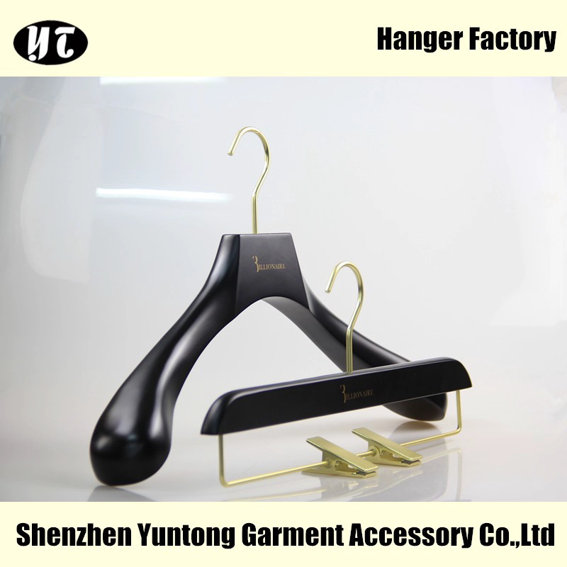MSW-016 high quality beautiful wood clothes hanger china black wood pants hanger