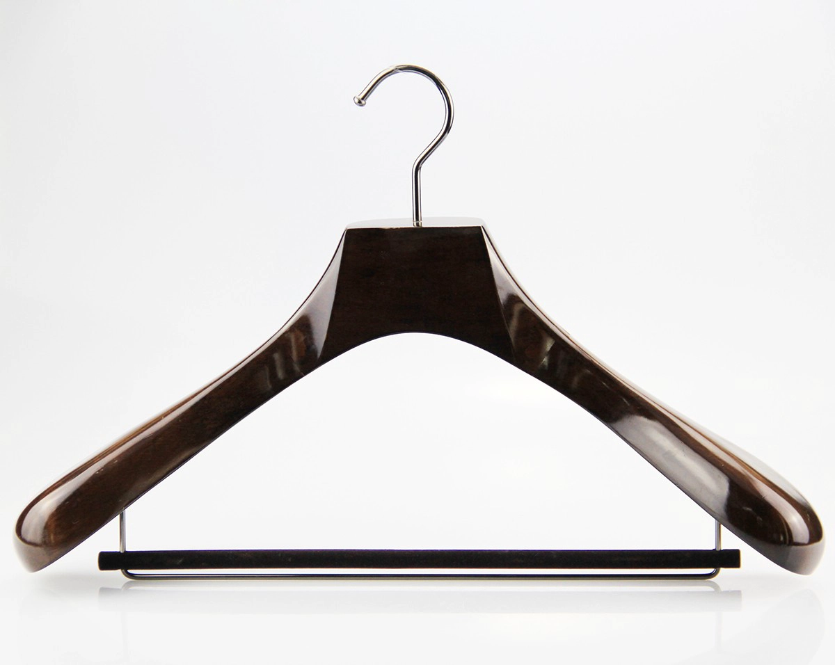 MSW-016 high quality beautiful wood clothes hanger china black wood pants hanger