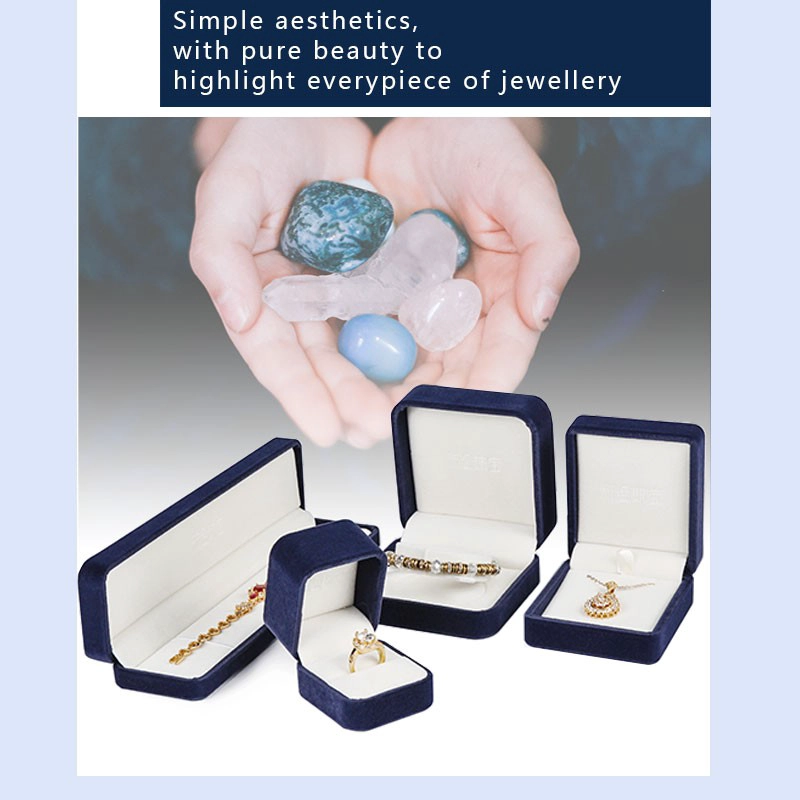 Conjunto de caja de terciopelo de joyería azul Yadao